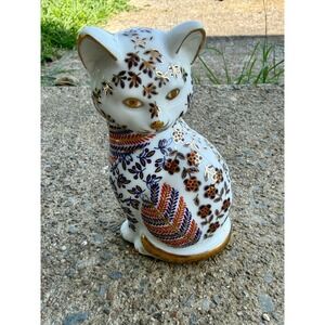 VTG Tapestry Collection Porcelain Cat Action Industries Japan Imari Floral Gold